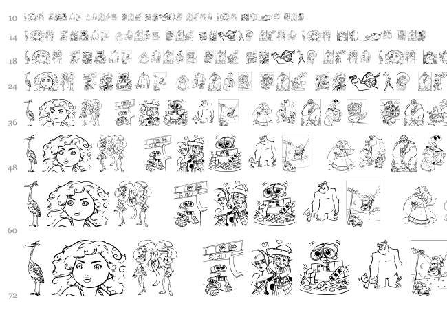 Pixar family 2 font waterfall